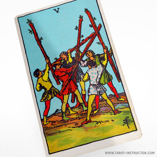 Five of Wands tarot card meaning, The element of Fire in tarot, Suit of Wands cards